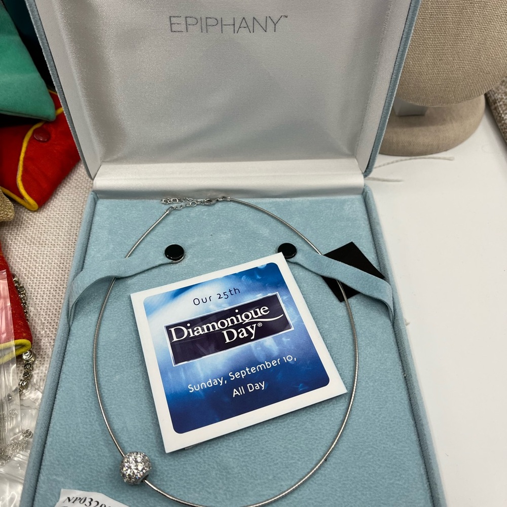 925 Sterling Silver QVC Epiphany Diamonique Pavé Bead Necklace - Picture 3 of 16